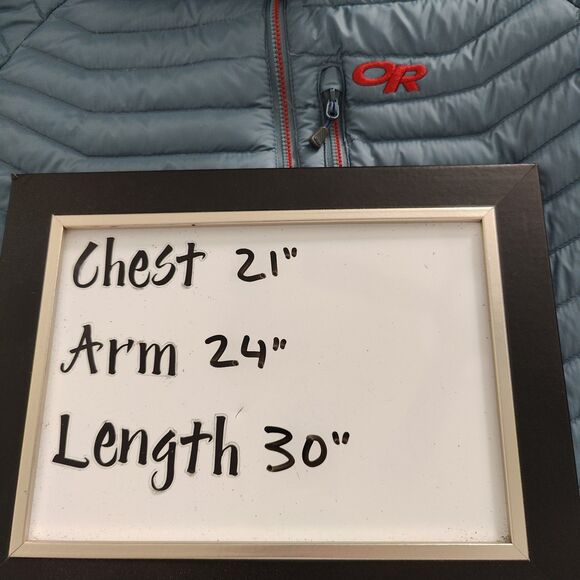 Outdoor Research Mens Large Verismo Hooded Down Jacket Blue Full Zip (Read Desc) - Picture 8 of 8